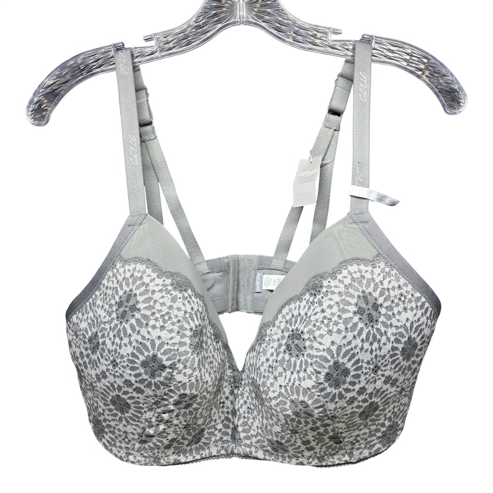 Aerie Grey Floral Lace Wireless Unlined Bra 40DD 8175-018 NWT